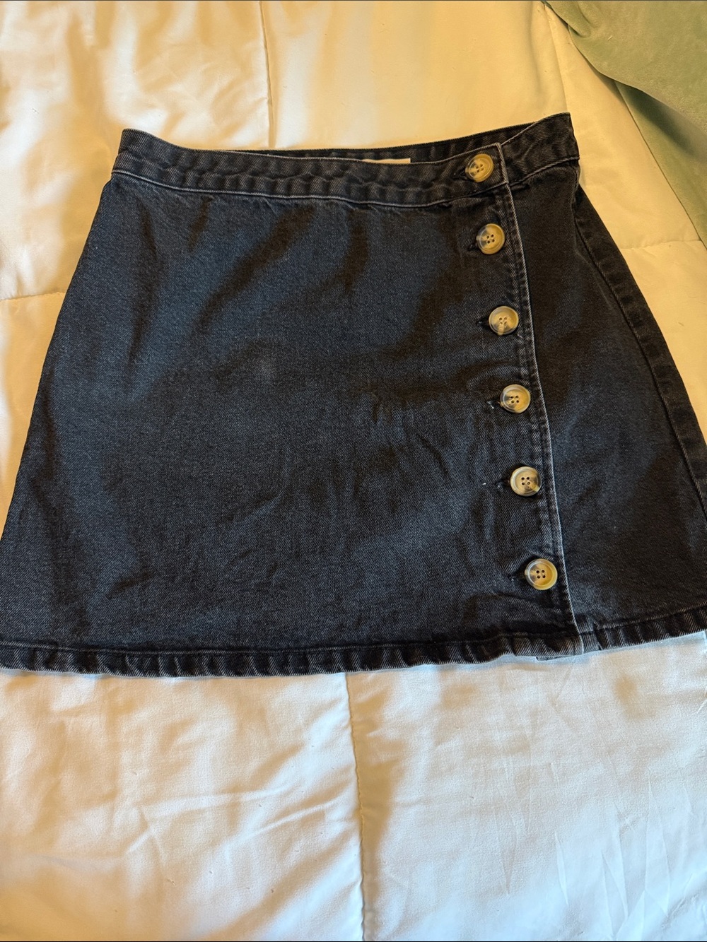 ASOS Classic Black Button-Front Denim Skirt
